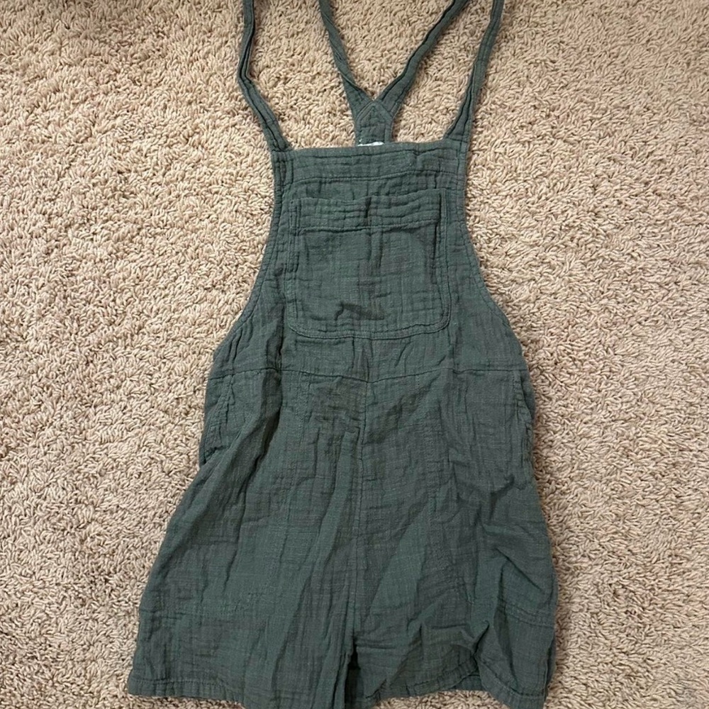 aerie Olive Green Textured Gauze Romper